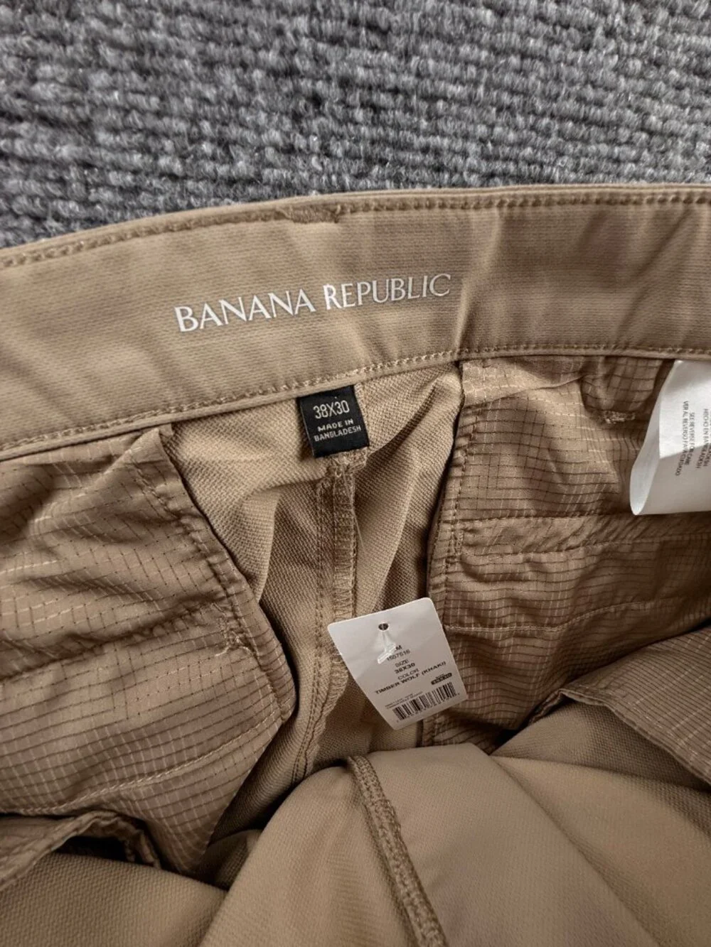 NWT Banana Republic Khaki Slim Chino Pants Flat Front Timber Wolf 38x30 Stretch